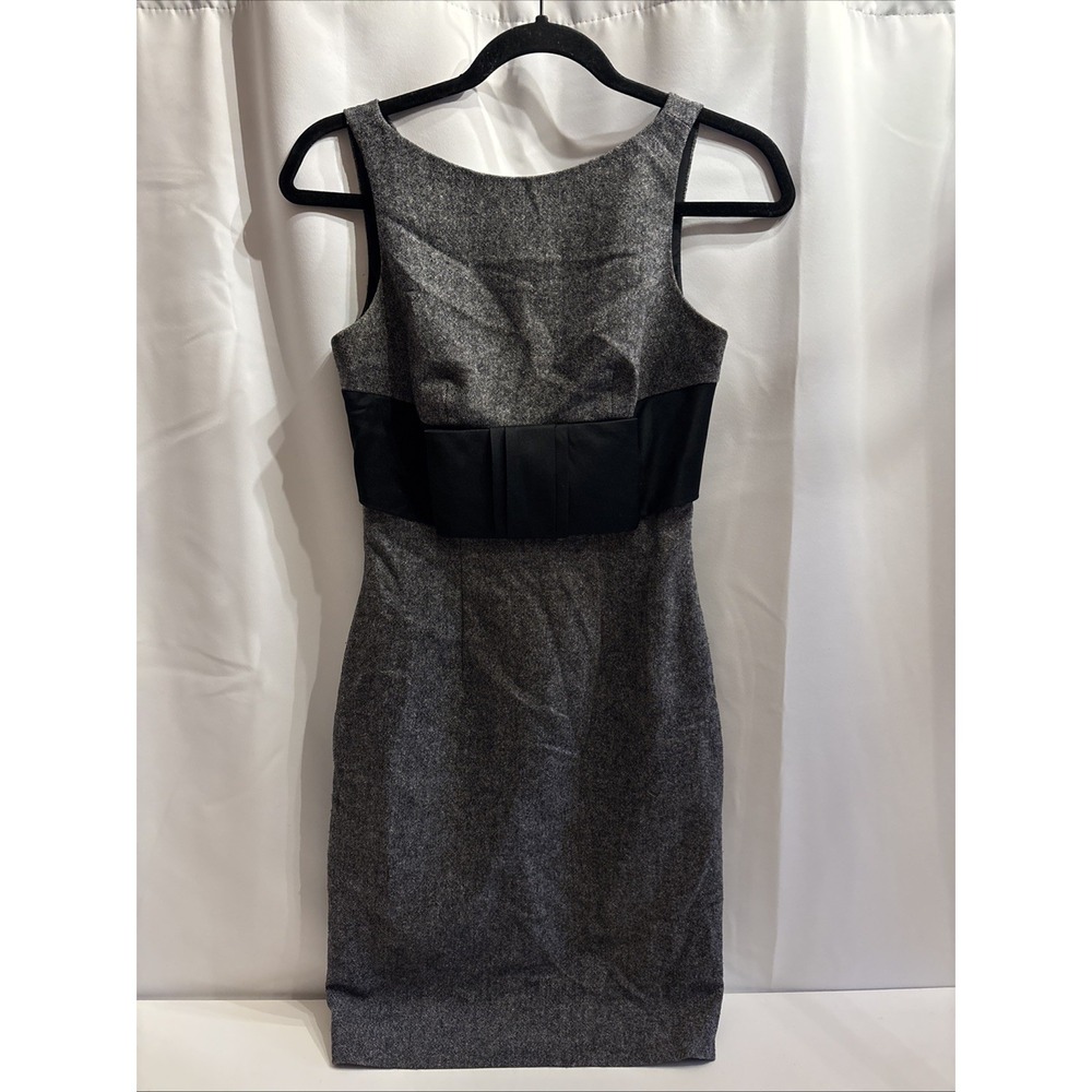 Tara Subkoff for Bebe Gray & Black Sleeveless Pencil‎ Dress Size 0 Bow Y2K Wool